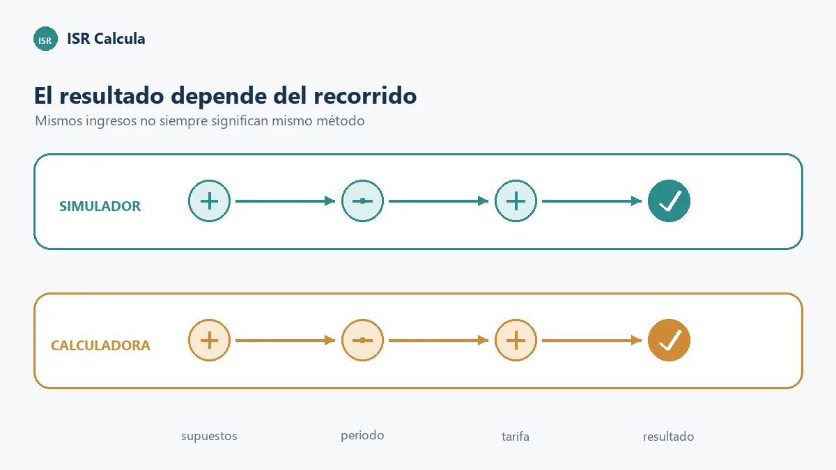 Comparación visual de dos escenarios de ISR con entradas y fórmulas separadas