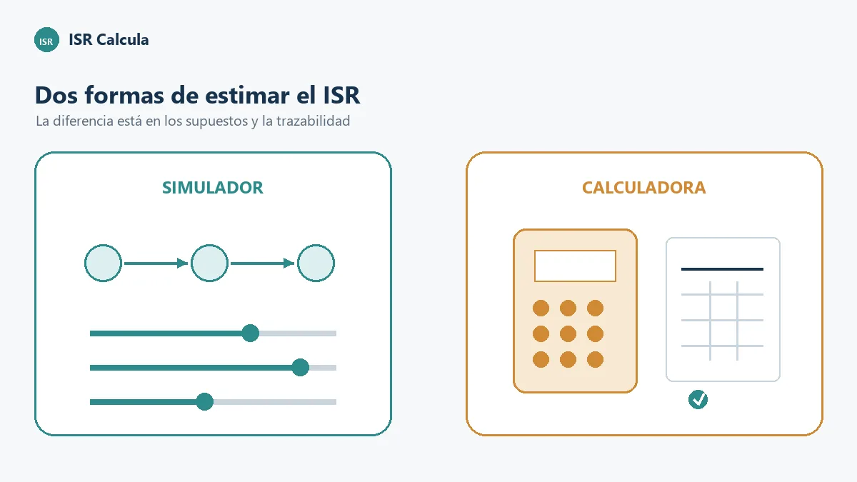 Comparación editorial entre un simulador ISR y una calculadora ISR con una tabla fiscal